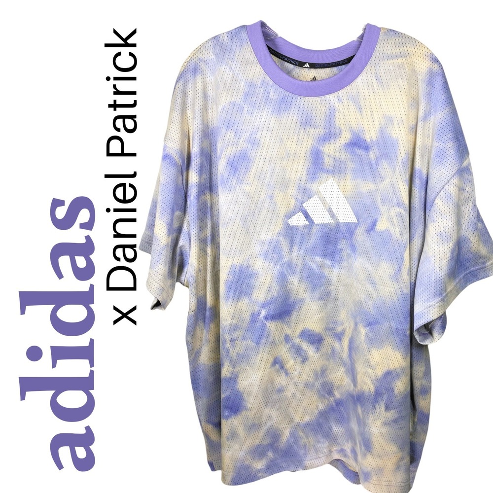 Adidas x Daniel Patrick Collab Tie‎ Dye Mesh Jersey Shirt Purple Cream Mens 2XL